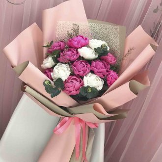 Bó hoa giấy nhún hồng