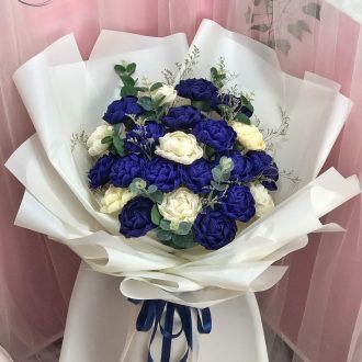 Bó hoa giấy nhún xanh dương