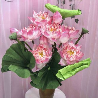 Set hoa sen giấy nhún handmade