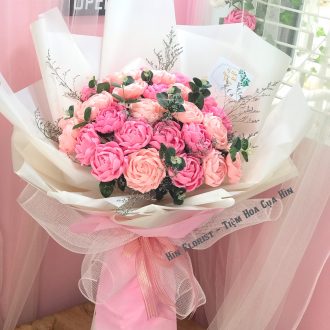 Bó hoa giấy nhún hồng nhạt 25 bông