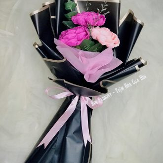 Hoa hồng giấy nhún 3 bông