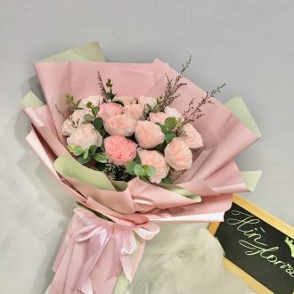Bó hoa giấy handmade tone hồng