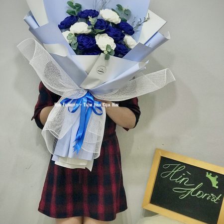 Hoa giấy nhún xanh bó 15B