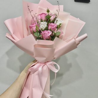 Hoa sáp thơm hồng bó 9B
