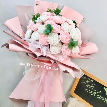 Hoa giấy handmade hồng trắng 35B