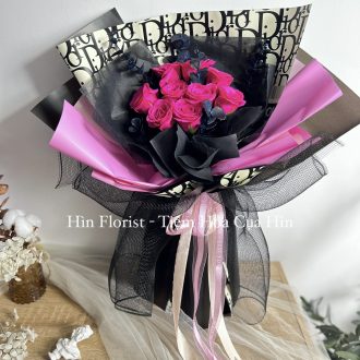 Bó hoa sáp hồng black pink