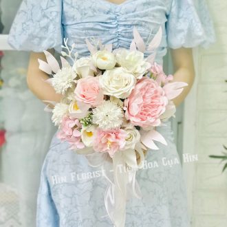Hoa cưới sáp thơm trắng hồng
