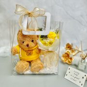 Set quà hoa gấu teddy vàng