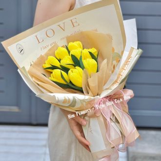 Hoa tulip giấy handmade vàng
