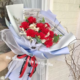 Bó hoa giấy cẩm chướng đỏ