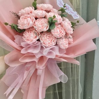 Bó hoa giấy handmade hồng phấn