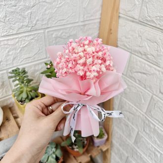 bó hoa mini baby khô hồng