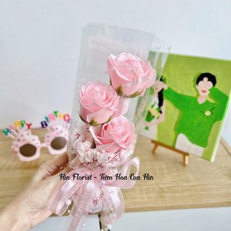 3 hoa sáp gói kiếng bóng