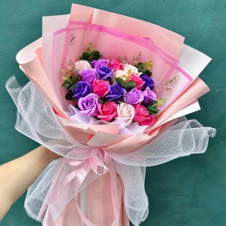 Bó hoa sáp tím hồng đậm