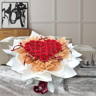 Bó hoa sáp trái tim đỏ 30B
