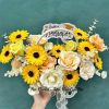 Giỏ hoa sáp mix hướng dương