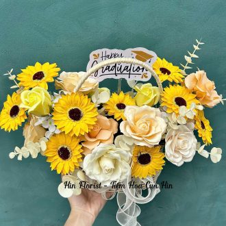 Giỏ hoa sáp mix hướng dương