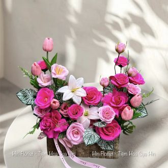 Lẵng hoa sáp hồng sen 33B