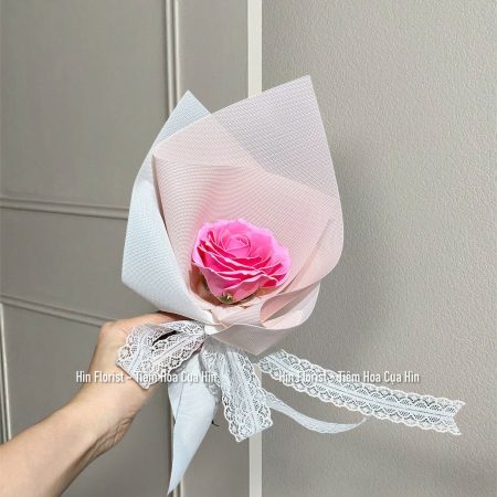 Bó 1 hoa sáp hồng đậm
