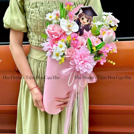 Bó hoa kem sáp mix lụa