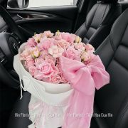 Bó hoa hồng sáp nơ hồng 50B