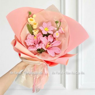 Bó hoa len mix hồng vàng