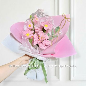 Bó hoa móc len hồng phấn