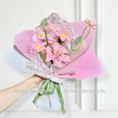 Bó hoa móc len hồng phấn
