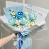 Bó hoa len xanh dương trắng