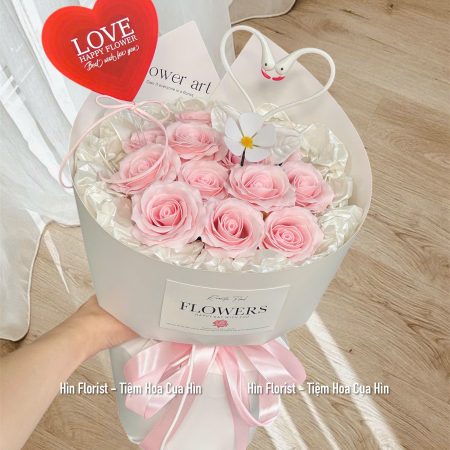 Bó hoa sáp flower art hồng 12b