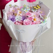 Bó hoa sáp hồng tím xanh 40B