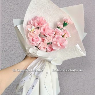 Bó hoa sáp mix hồng phấn