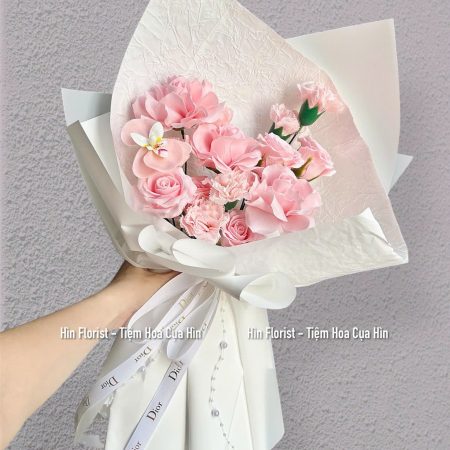 Bó hoa sáp mix hồng phấn
