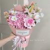 Bó hoa sáp mix lụa hồng 9B