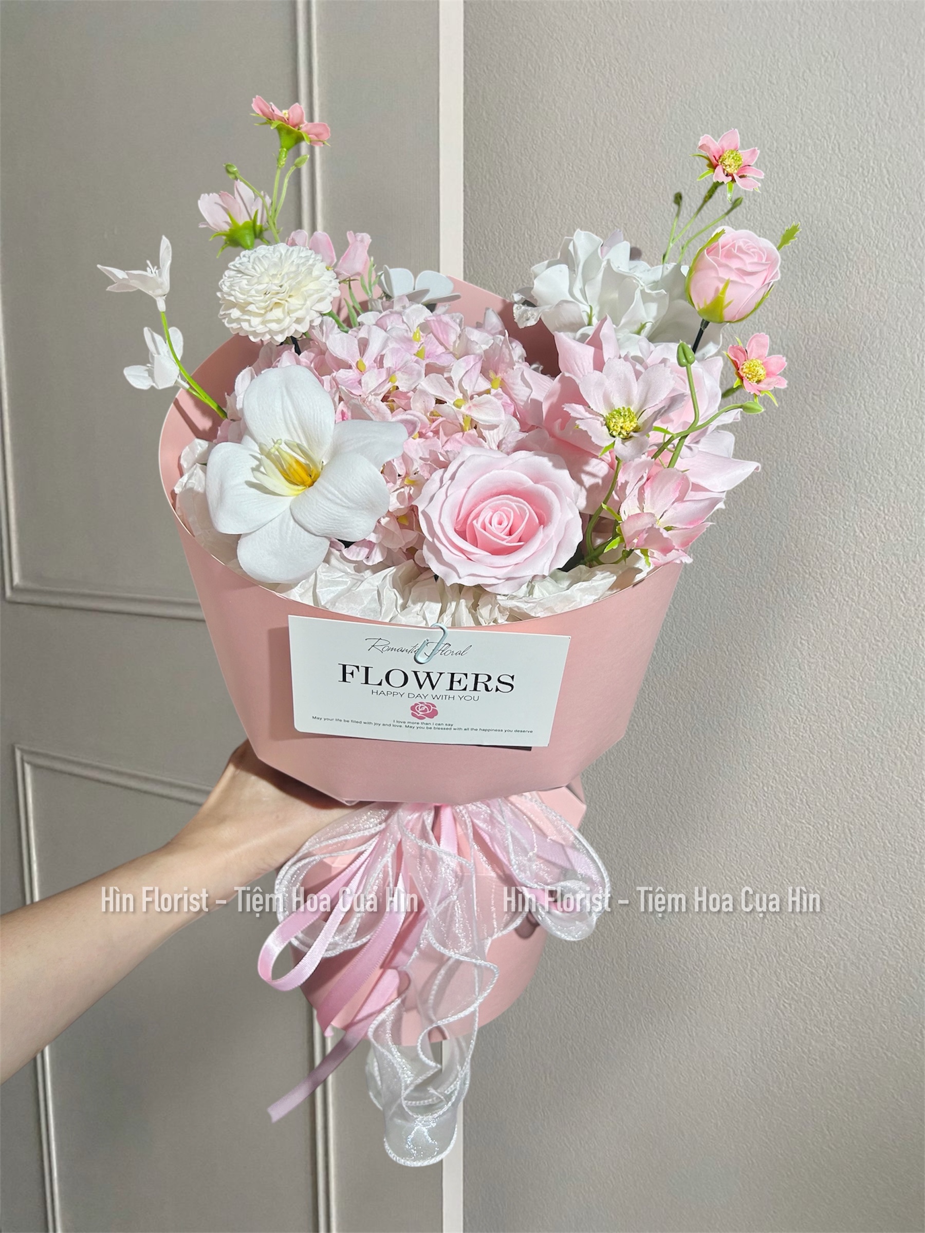 Bó hoa sáp mix lụa pastel Bó hoa sáp mix lụa pastel