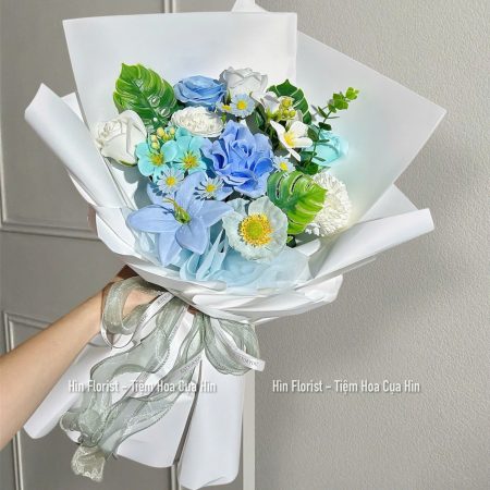 Bó hoa sáp mix xanh dương