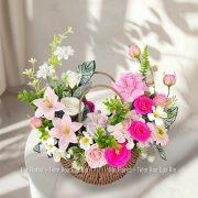 Giỏ hoa sáp mix hồng sen 28B