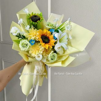 Bó hướng dương lụa mix sáp