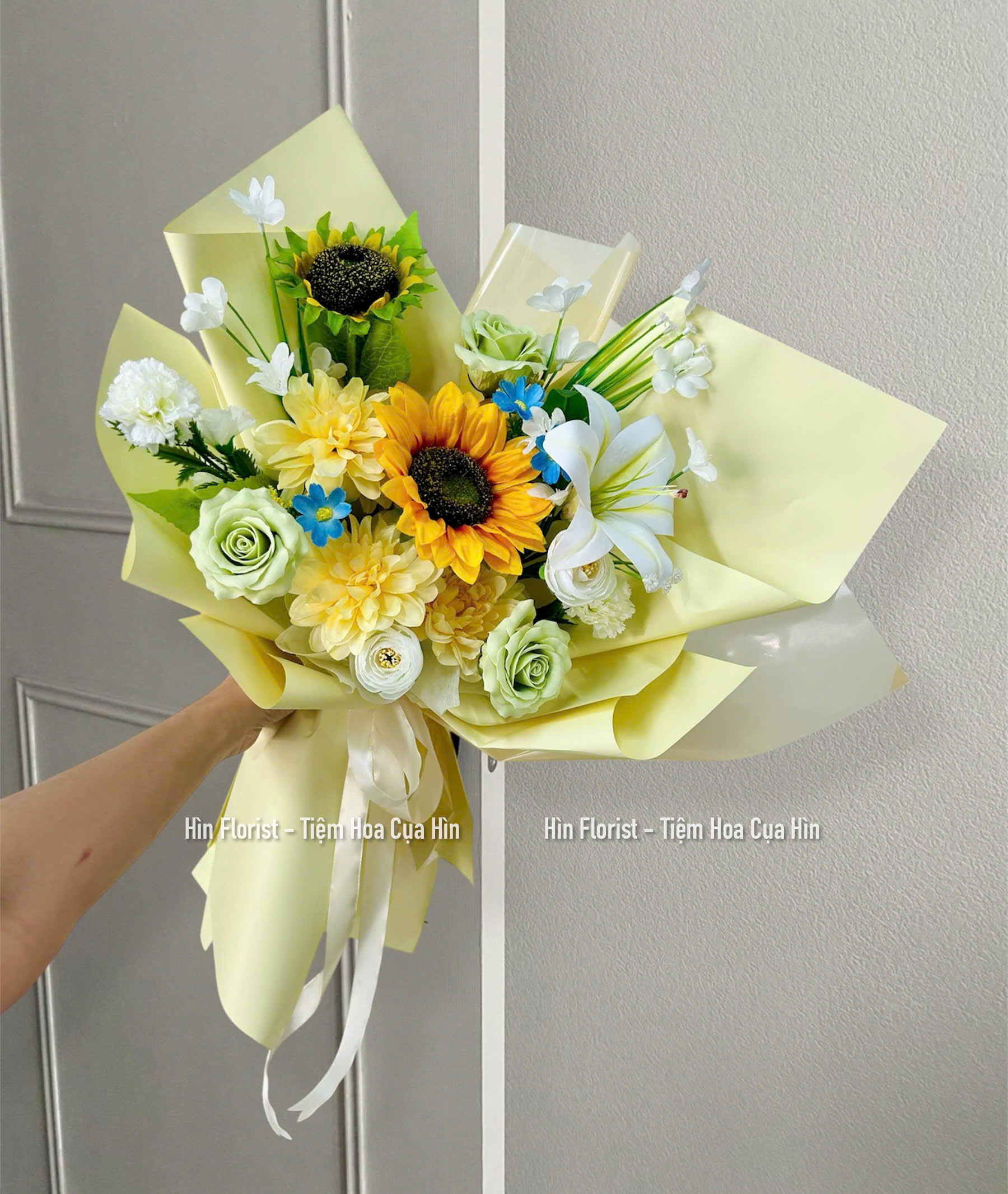 Bó hướng dương lụa mix sáp Bó hướng dương lụa mix sáp