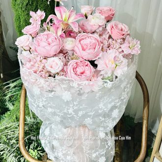 Bó sáp mix lụa gói ren