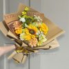 Hoa sáp mix lụa vàng nâu