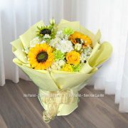 Hoa sáp mix lụa vàng xanh