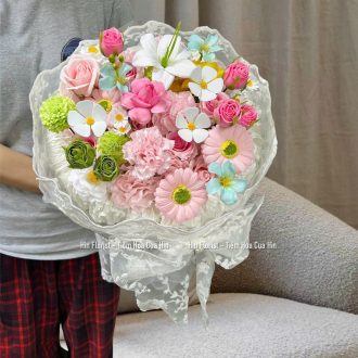 Bó hoa sáp mix đa sắc