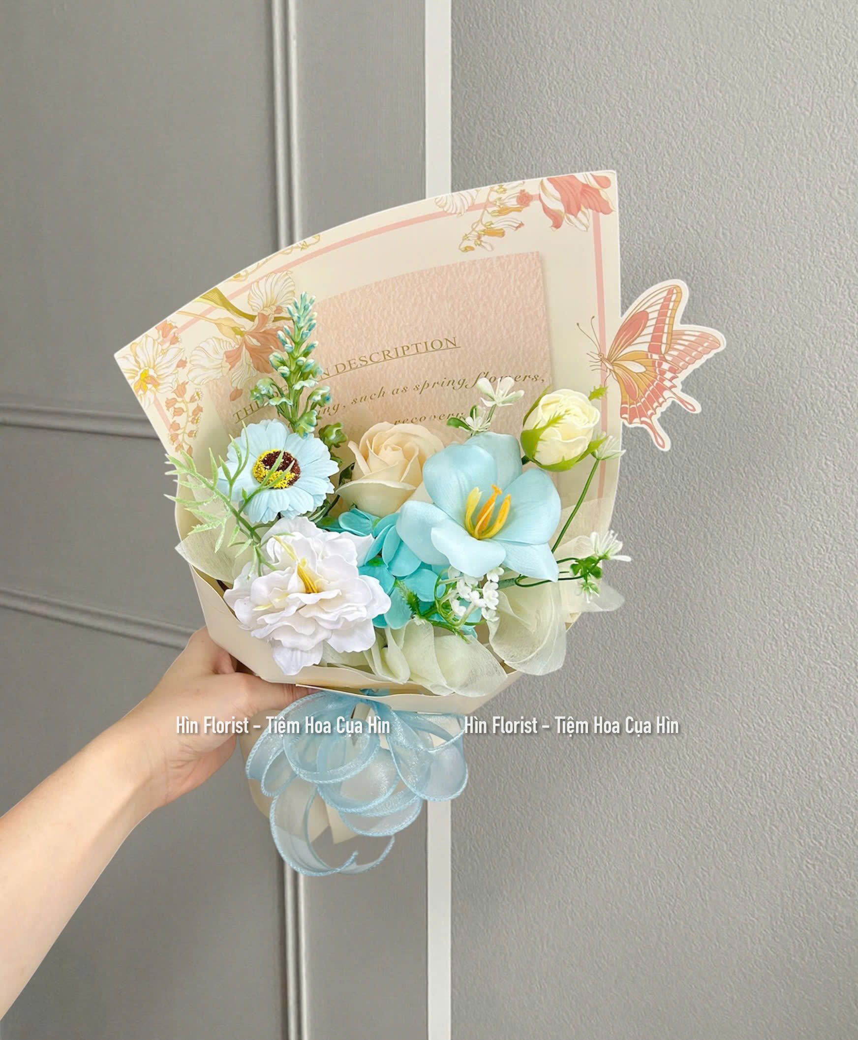 Bó hoa sáp nhỏ xanh kem Bó hoa sáp nhỏ xanh kem