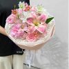 Bó hoa tròn sáp mix lụa 33B