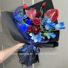 Hoa sáp mix lụa đỏ xanh
